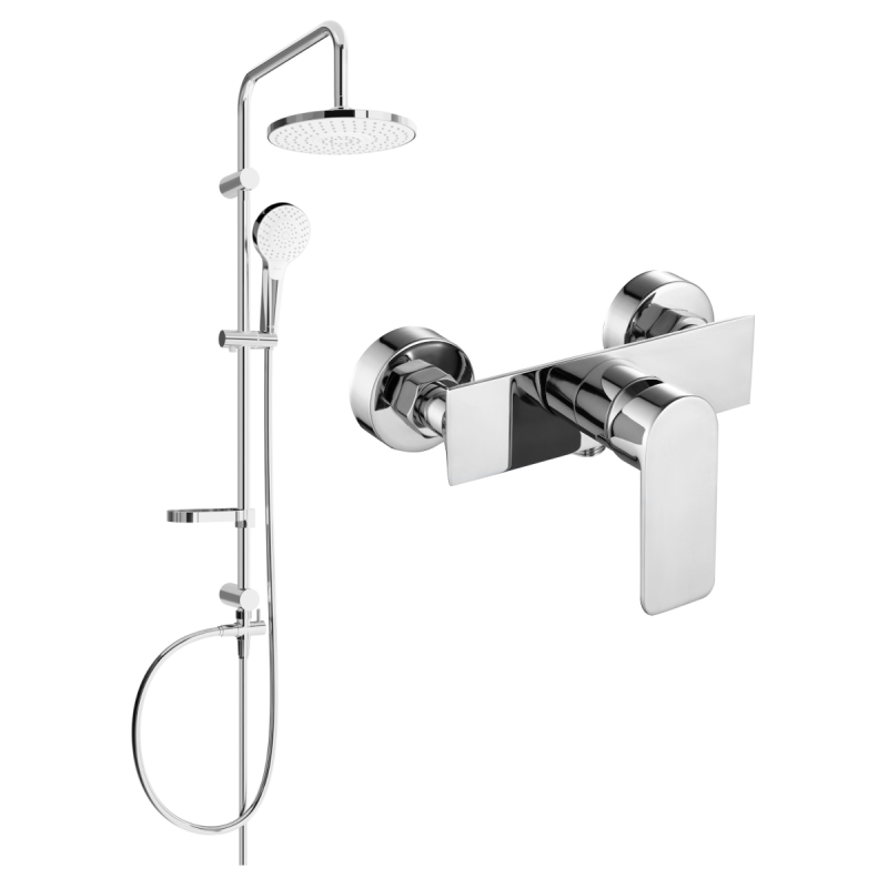 Mexen Erik nástěnná sprchová sada s dešťovou sprchovou hlavicí a sprchovou baterií Alexa, chrom - 71240205-00