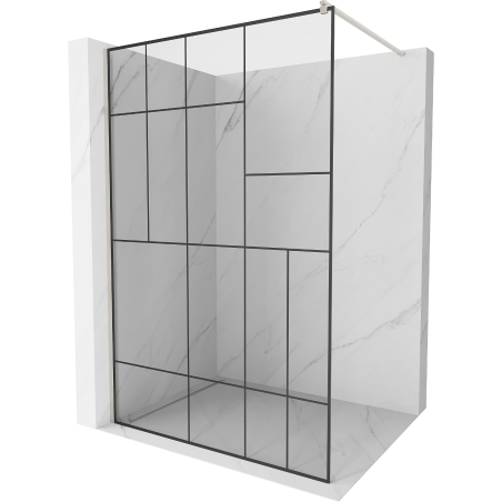 Mexen Kioto sprchová stěna Walk-in 100 x 200 cm, černý vzor 8 mm, kartáčovaný nikl - 800-100-101-97-78