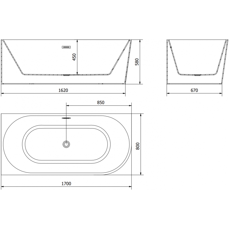 Mexen Mia volně stojící rohová vana levá 170 x 80 cm, bílá, přepad zlatý kartáčovaný - 52691708000L-55