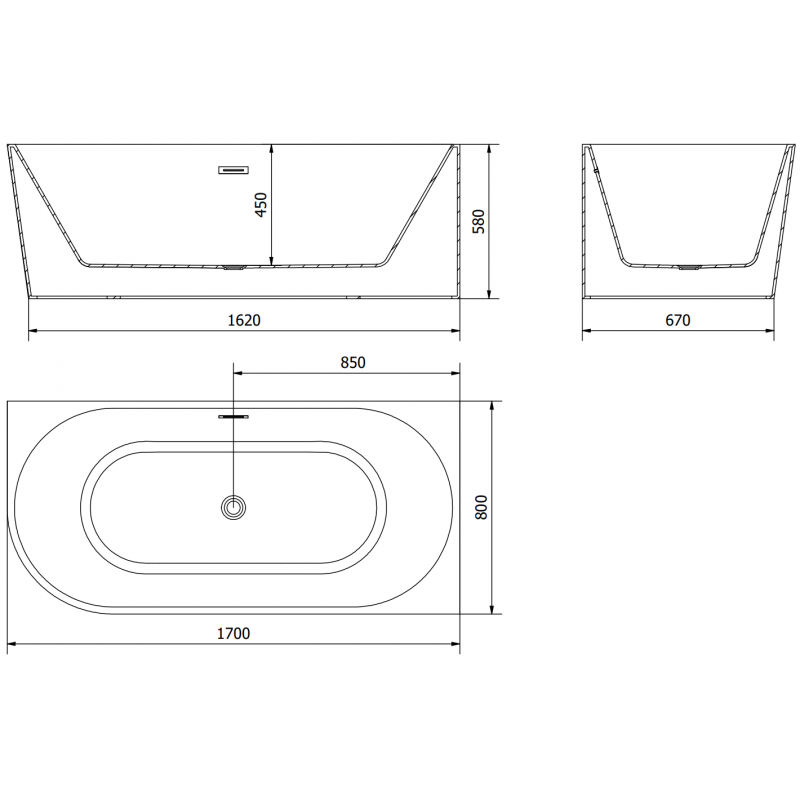 Mexen Mia volně stojící rohová vana pravá 170 x 80 cm, bílá/černá, přepad zlatý kartáčovaný - 52691708075P-55