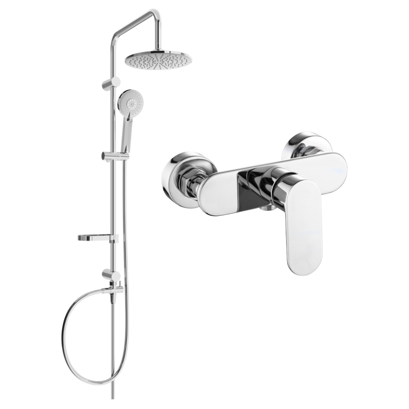 Mexen Carl nástěnná sprchová sada s dešťovou sprchou a sprchovou baterií Milo, chrom - 71340240-00