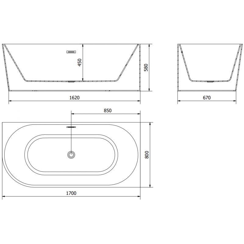 Mexen Mia volně stojící rohová vana pravá 170 x 80 cm, bílá/černá, přepad kartáčovaný nikl - 52691708075P-97