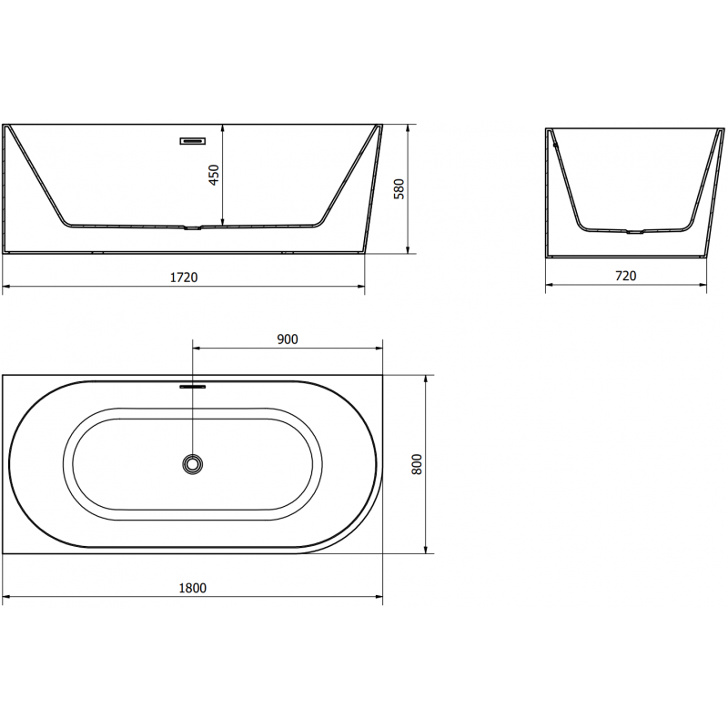 Mexen Mia volně stojící rohová vana levá 180 x 80 cm, bílá/černá, chromový přepad - 52691808075L-01