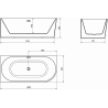 Mexen Mia volně stojící rohová vana levá 180 x 80 cm, bílá/černá, chromový přepad - 52691808075L-01