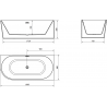 Mexen Mia volně stojící rohová vana pravá 180 x 80 cm, bílá/černá, přepad chrom - 52691808075P-01