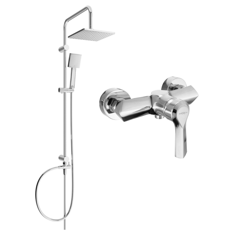 Mexen Tord nástěnná sprchová sada s dešťovou sprchou a sprchovou baterií Sabre, chrom - 72140200-00