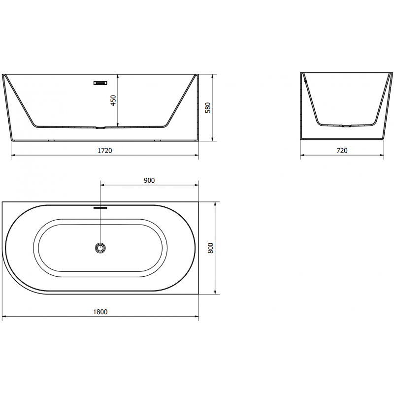 Mexen Mia volně stojící rohová pravá vana 180 x 80 cm, bílá/černá, přepad růžové zlato - 52691808075P-60