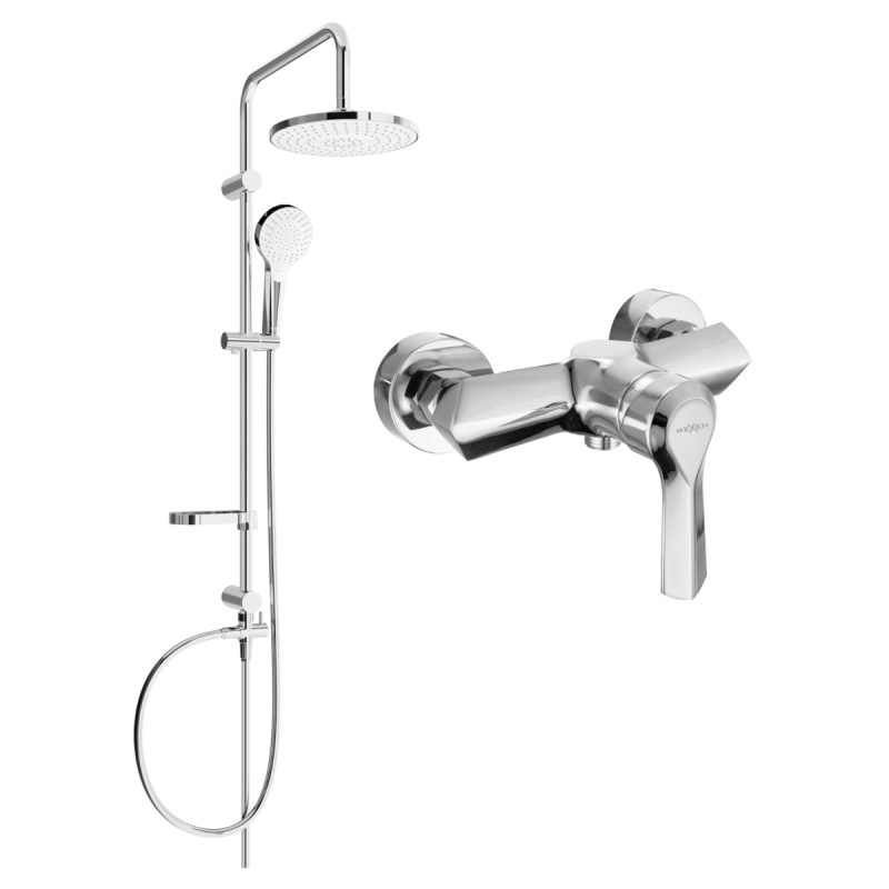Mexen Erik nástěnná sprchová sada s dešťovou sprchou a sprchovou baterií Sabre, chrom - 72140205-00