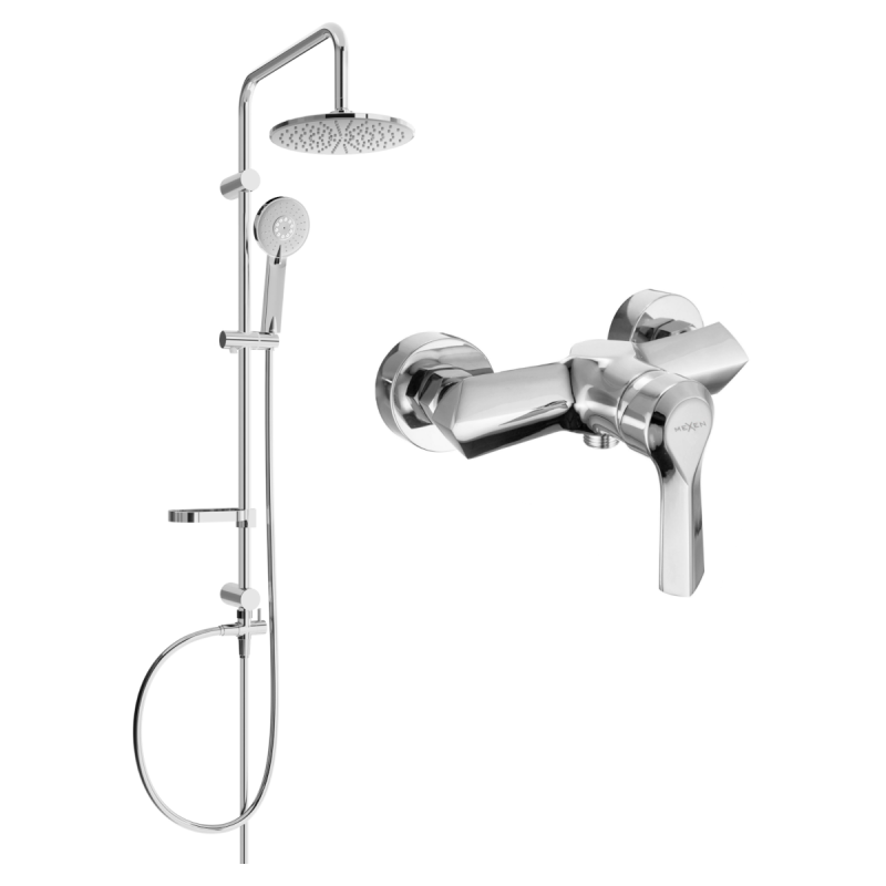 Mexen Carl nástěnný sprchový set s dešťovou hlavicí a sprchovou baterií Sabre, chrom - 72140240-00