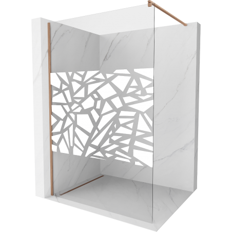 Mexen Kioto sprchová stěna Walk-in 70 x 200 cm, bílý vzor 8 mm, kartáčovaná měď - 800-070-101-65-85