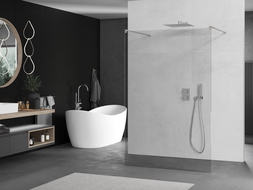 Mexen Kioto samostatně stojící sprchová stěna 155 x 200 cm, transparentní 8 mm, kartáčovaný nikl - 800-155-002-97-00