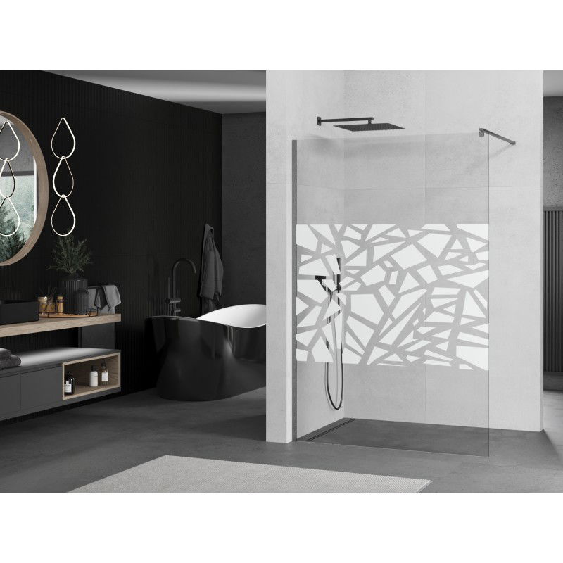 Mexen Kioto sprchová zástěna Walk-in 140 x 200 cm, bílý vzor 8 mm, gun gray kartáčovaný - 800-140-101-66-85