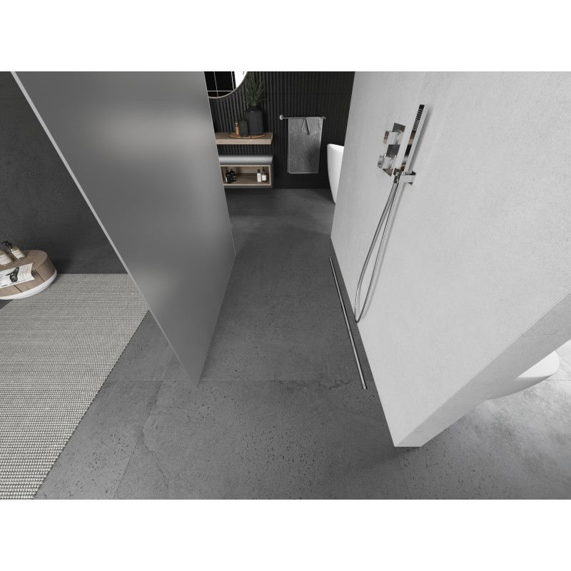 Mexen Kioto volně stojící sprchová stěna 100 x 200 cm, matné sklo 8 mm, kartáčovaný nikl - 800-100-002-97-30