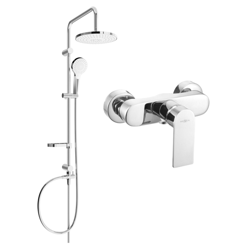 Mexen Erik nástěnná sprchová sada s dešťovou hlavicí a sprchovou baterií Royo, chrom - 72240205-00