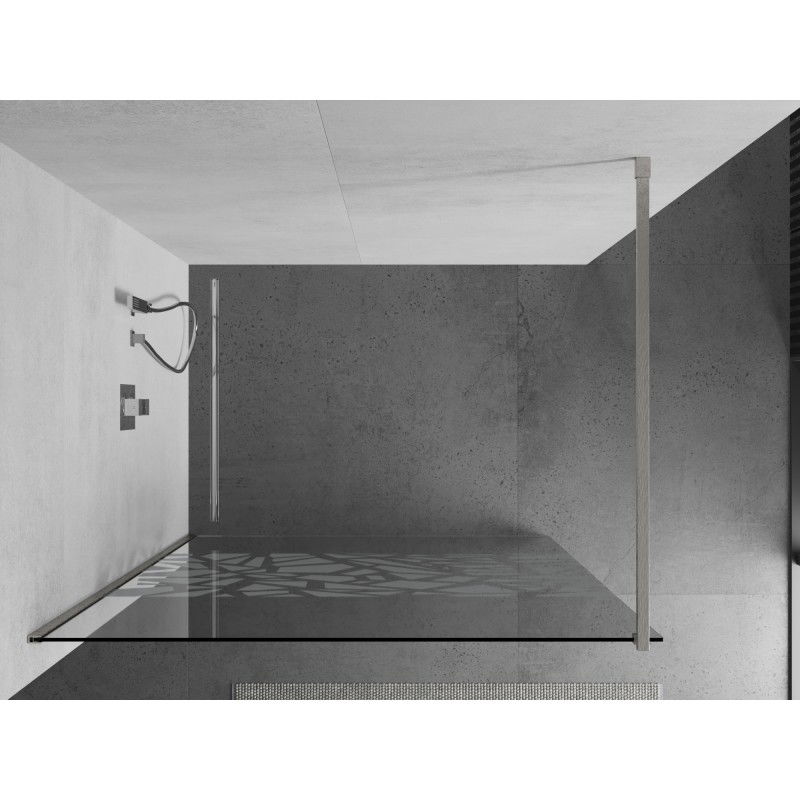 Mexen Kioto sprchová stěna Walk-in 120 x 200 cm, bílý vzor 8 mm, kartáčovaný nikl - 800-120-101-97-85