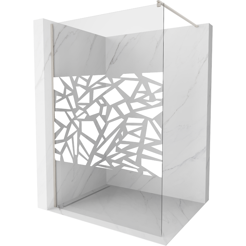 Mexen Kioto sprchová stěna Walk-in 130 x 200 cm, bílý vzor 8 mm, kartáčovaný nikl - 800-130-101-97-85