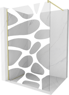 Mexen Kioto sprchová stěna Walk-in 90 x 200 cm, bílá vlna 8 mm, zlatá kartáčovaná - 800-090-101-55-97