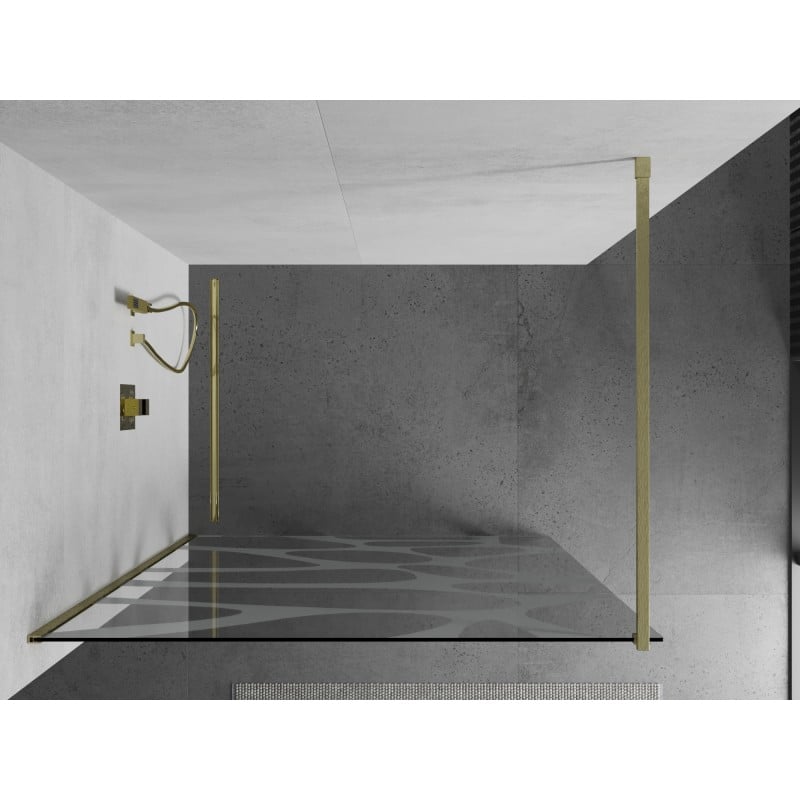 Mexen Kioto sprchová zástěna Walk-in 110 x 200 cm, bílá vlna 8 mm, zlato kartáčovaná - 800-110-101-55-97