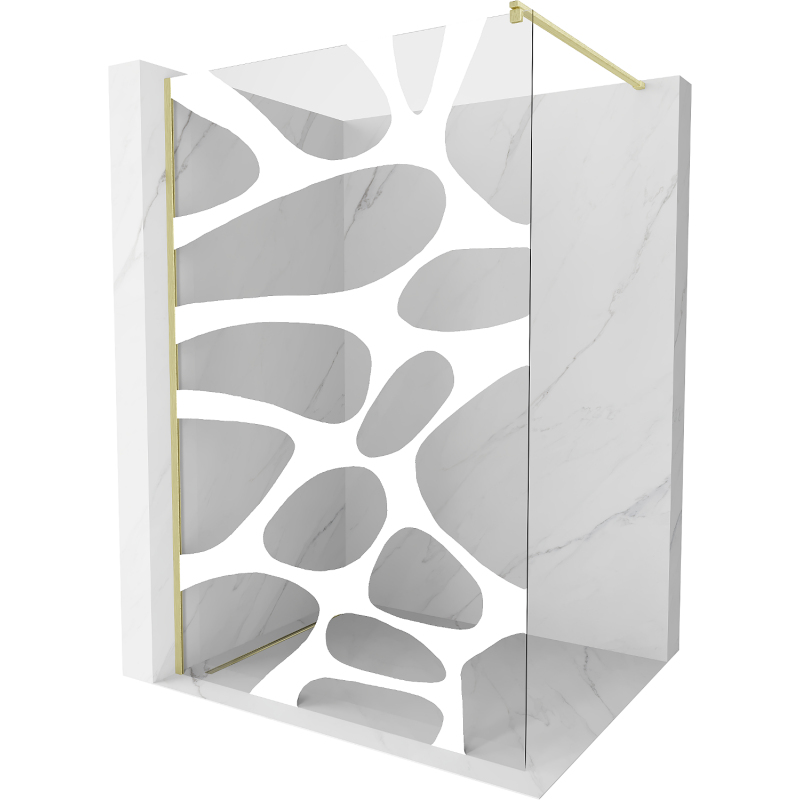 Mexen Kioto sprchová zástěna Walk-in 110 x 200 cm, bílá vlna 8 mm, zlato kartáčovaná - 800-110-101-55-97