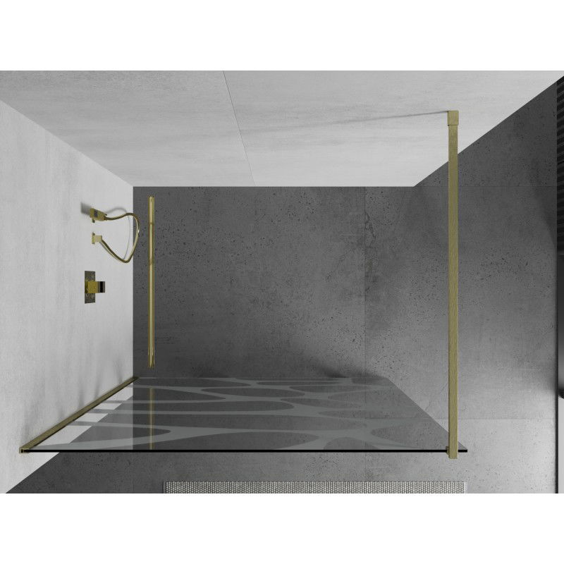 Mexen Kioto sprchová stěna Walk-in 120 x 200 cm, bílá vlna 8 mm, zlatá kartáčovaná - 800-120-101-55-97