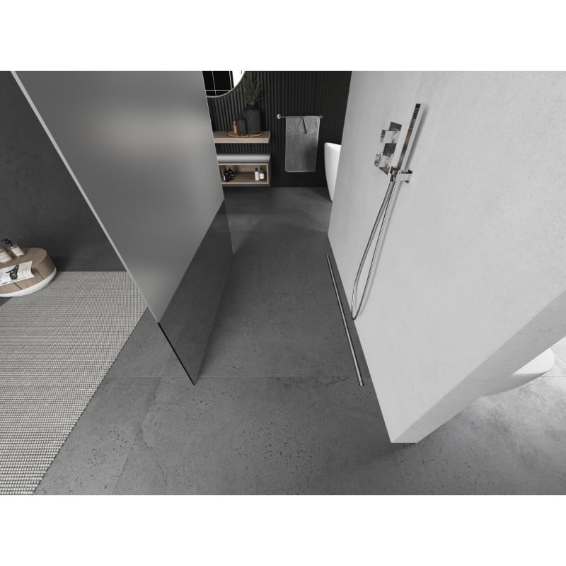 Mexen Kioto sprchová stěna volně stojící 110 x 200 cm, průhledná/námraza 8 mm, kartáčovaný nikl - 800-110-002-97-35