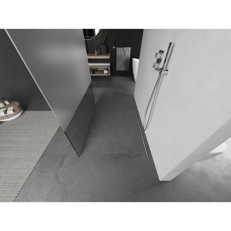 Mexen Kioto volně stojící sprchová stěna 120 x 200 cm, průhledná/mlha 8 mm, kartáčovaný nikl - 800-120-002-97-35