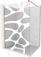 Mexen Kioto sprchová stěna Walk-in 90 x 200 cm, bílá vlna 8 mm, kartáčovaná měď - 800-090-101-65-97