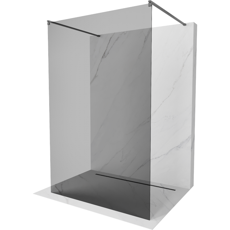 Mexen Kioto sprchová stěna volně stojící 120 x 200 cm, grafit 8 mm, gun gray kartáčovaný - 800-120-002-66-40