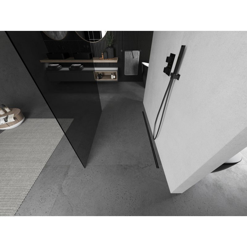 Mexen Kioto sprchová stěna volně stojící 120 x 200 cm, grafit 8 mm, gun gray kartáčovaný - 800-120-002-66-40