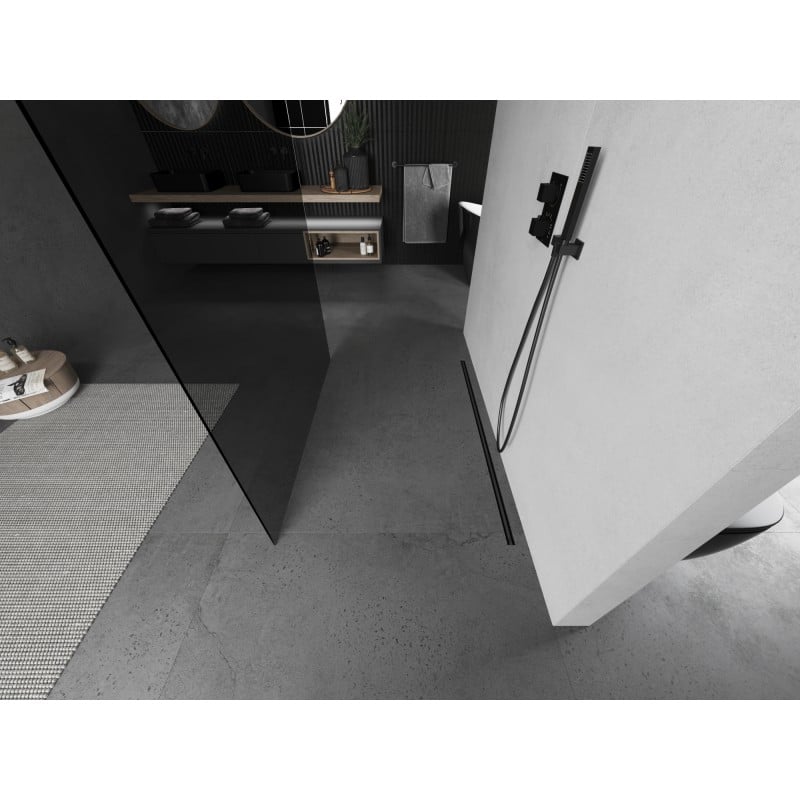 Mexen Kioto volně stojící sprchová stěna 140 x 200 cm, grafit 8 mm, kartáčovaná gun gray - 800-140-002-66-40