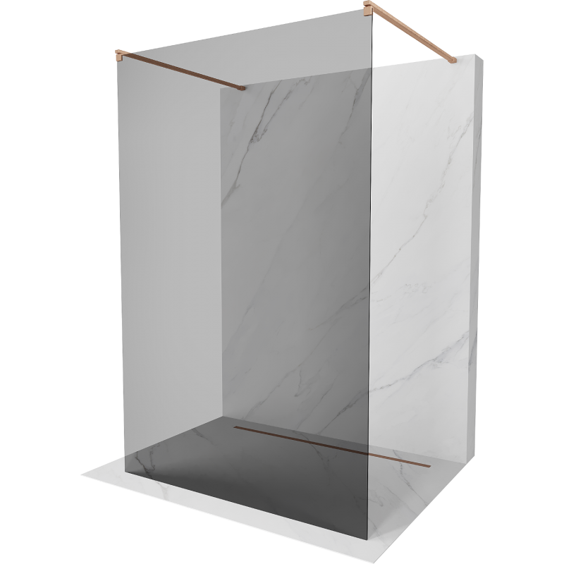 Mexen Kioto volně stojící sprchová stěna 130 x 200 cm, grafit 8 mm, kartáčovaná měď - 800-130-002-65-40