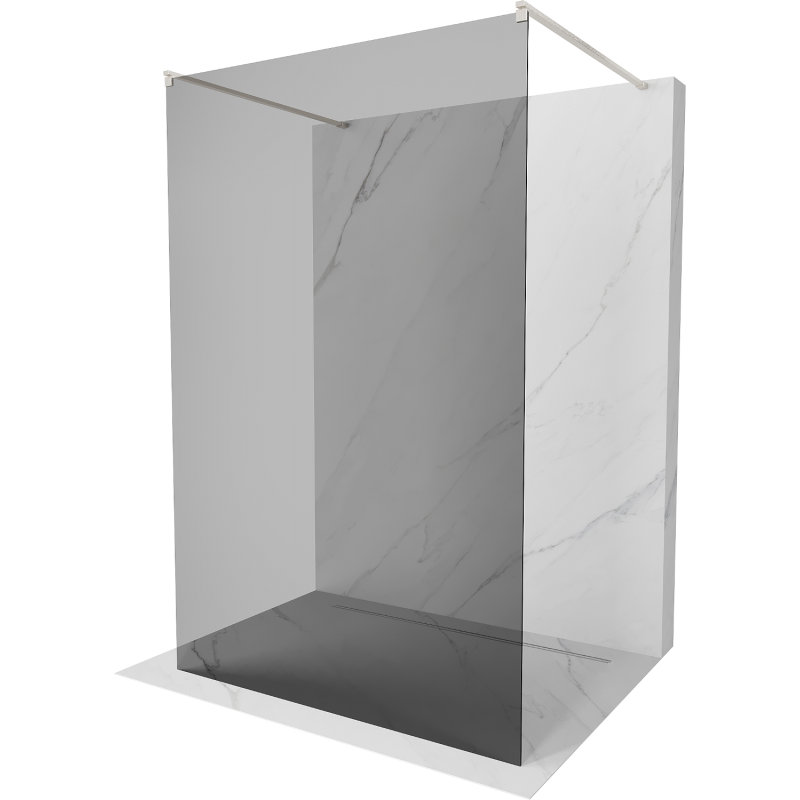 Mexen Kioto sprchová stěna volně stojící 110 x 200 cm, grafit 8 mm, kartáčovaný nikl - 800-110-002-97-40