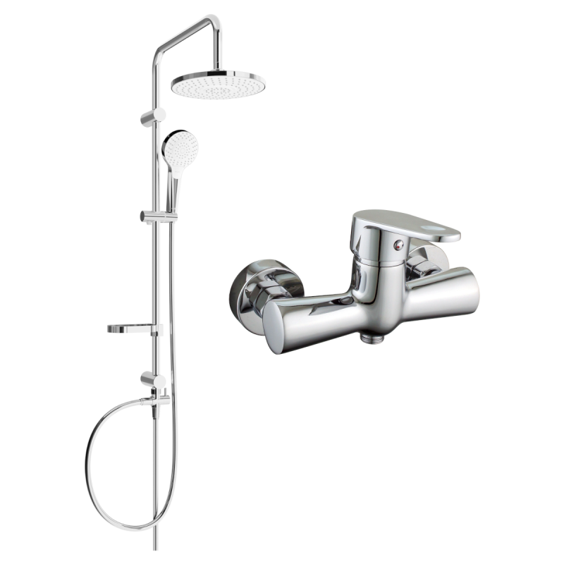 Mexen Erik nástěnná sprchová sada s dešťovou sprchou a sprchovou baterií Kama, chrom - 72540205-00