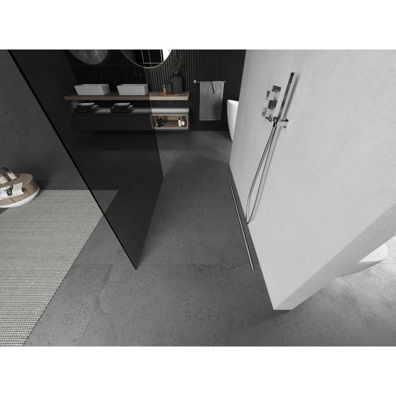 Mexen Kioto volně stojící sprchová stěna 140 x 200 cm, grafit 8 mm, kartáčovaný nikl - 800-140-002-97-40