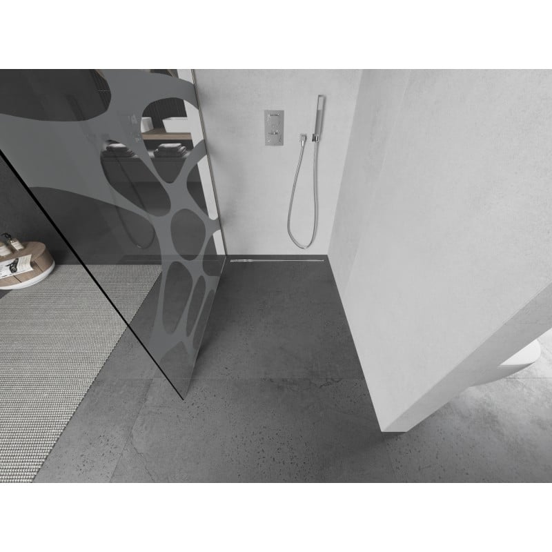 Mexen Kioto sprchová stěna Walk-in 80 x 200 cm, bílá vlna 8 mm, kartáčovaný nikl - 800-080-101-97-97