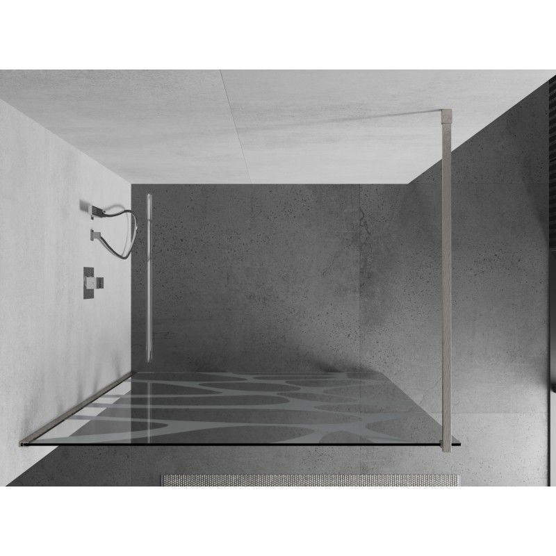 Mexen Kioto sprchová stěna Walk-in 110 x 200 cm, bílá vlna 8 mm, kartáčovaný nikl - 800-110-101-97-97