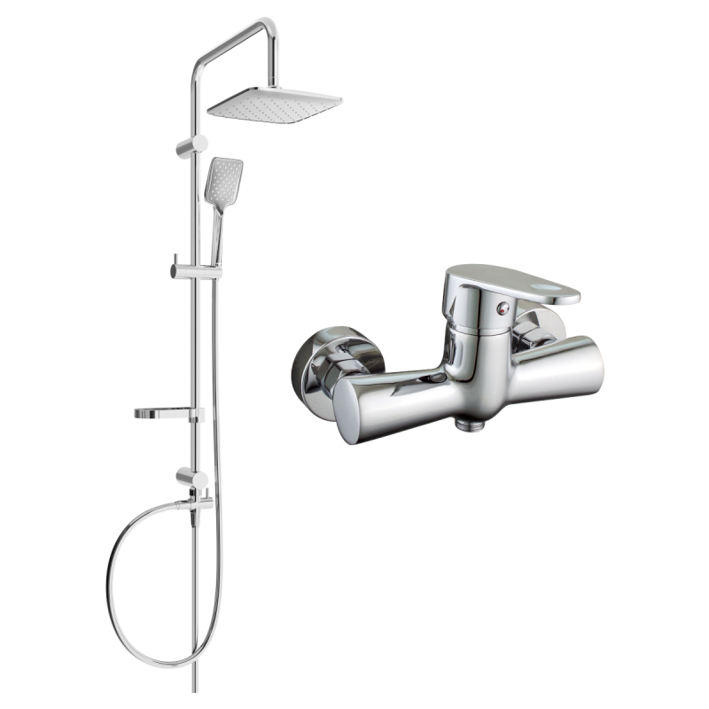 Mexen Sven nástěnná sprchová sada s dešťovou hlavicí a sprchovou baterií Kama, chrom - 72540262-00