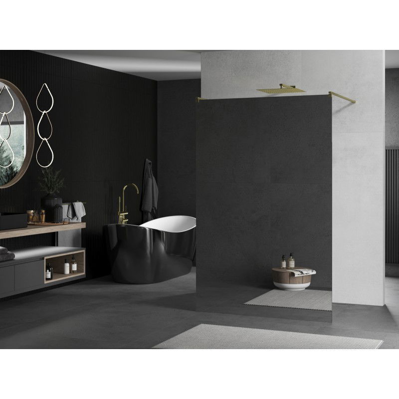 Mexen Kioto volně stojící sprchová stěna 120 x 200 cm, zrcadlo 8 mm, zlato kartáčované - 800-120-002-55-50