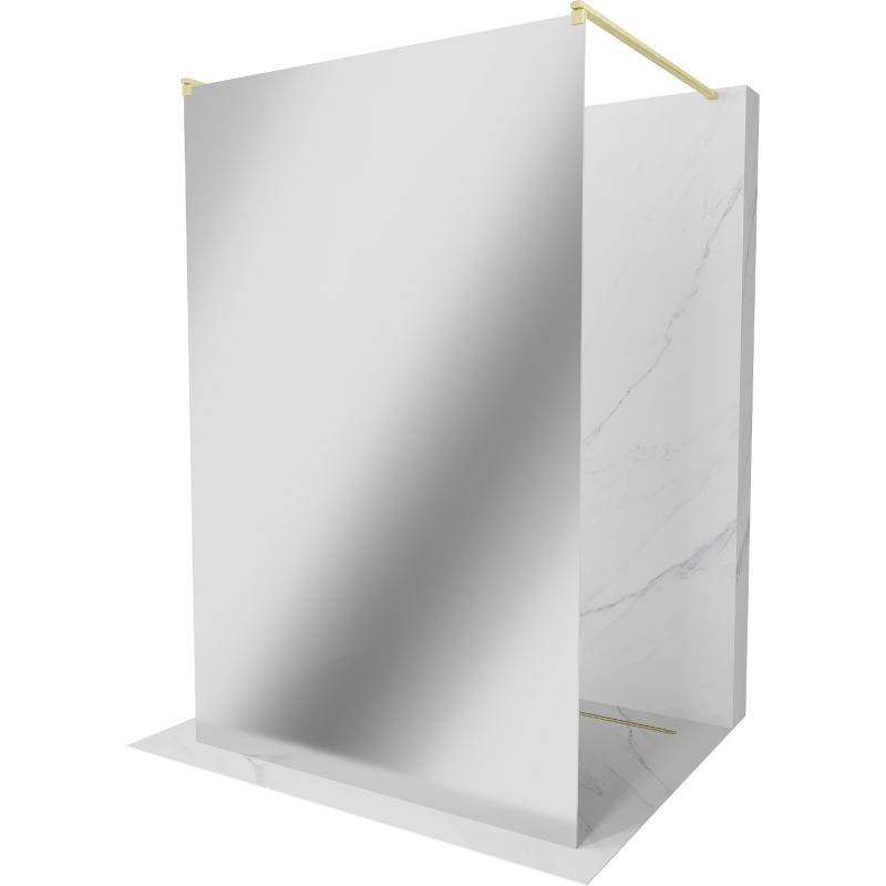 Mexen Kioto sprchová stěna volně stojící 130 x 200 cm, zrcadlo 8 mm, zlatá kartáčovaná - 800-130-002-55-50