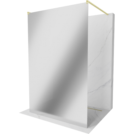 Mexen Kioto sprchová stěna volně stojící 130 x 200 cm, zrcadlo 8 mm, zlatá kartáčovaná - 800-130-002-55-50