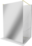 Mexen Kioto sprchová stěna volně stojící 130 x 200 cm, zrcadlo 8 mm, zlatá kartáčovaná - 800-130-002-55-50