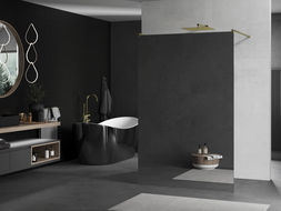 Mexen Kioto sprchová stěna volně stojící 130 x 200 cm, zrcadlo 8 mm, zlatá kartáčovaná - 800-130-002-55-50