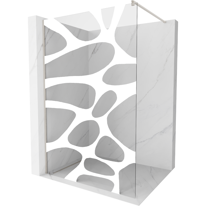 Mexen Kioto sprchová stěna Walk-in 130 x 200 cm, bílá vlna 8 mm, kartáčovaný nikl - 800-130-101-97-97