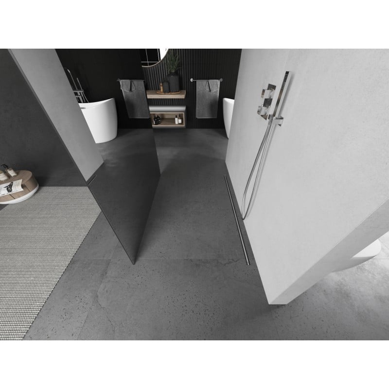 Mexen Kioto samostatně stojící sprchová stěna 100 x 200 cm, zrcadlo 8 mm, kartáčovaný nikl - 800-100-002-97-50