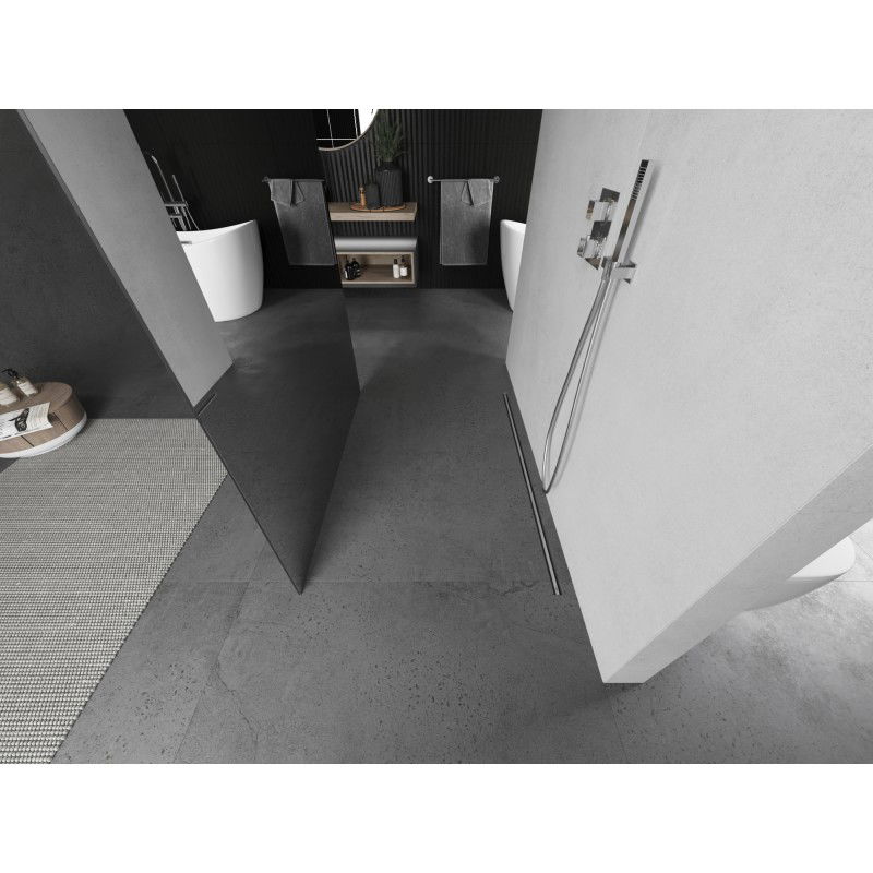 Mexen Kioto volně stojící sprchová stěna 140 x 200 cm, zrcadlo 8 mm, kartáčovaný nikl - 800-140-002-97-50