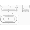 Mexen Oval volně stojící přisazená vana 180 x 80 cm, bílá/černá, přepad gun metal - 52671808075-95