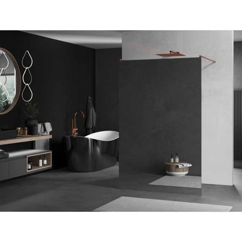 Mexen Kioto sprchová stěna volně stojící 100 x 200 cm, zrcadlo 8 mm, kartáčovaná měď - 800-100-002-65-50