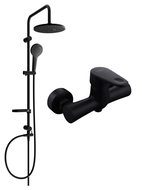 Mexen Erik, nástěnná sprchová sada s dešťovou sprchou a sprchovou baterií Kama, černá - 72540205-70