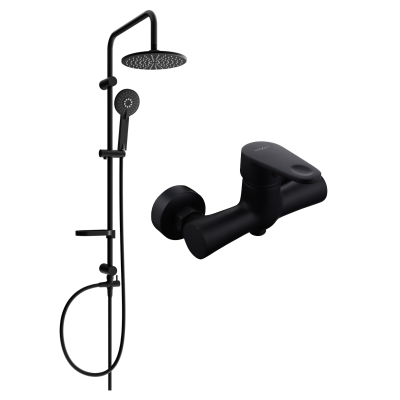 Mexen Carl nástěnná sprchová sada s dešťovou sprchou a sprchovou baterií Kama, černá - 72540240-70
