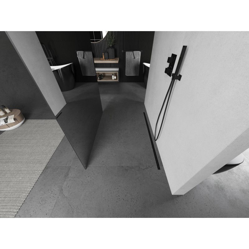 Mexen Kioto volně stojící sprchová stěna 100 x 200 cm, zrcadlo 8 mm, kartáčovaná zbraňová šedá - 800-100-002-66-50